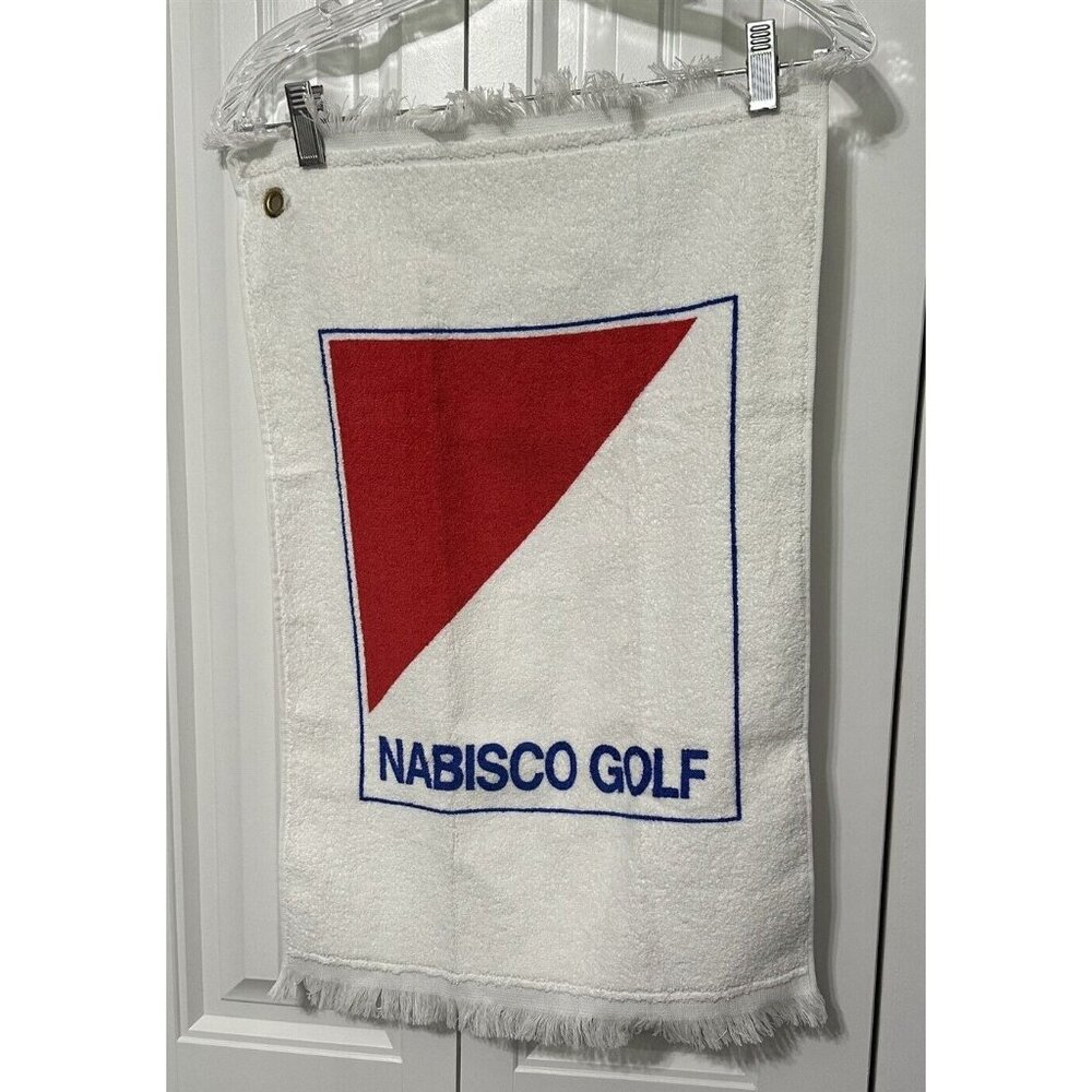 Cannon Golf Towel Nabisco Graphic White Cotton Made in USA Riveted Hole